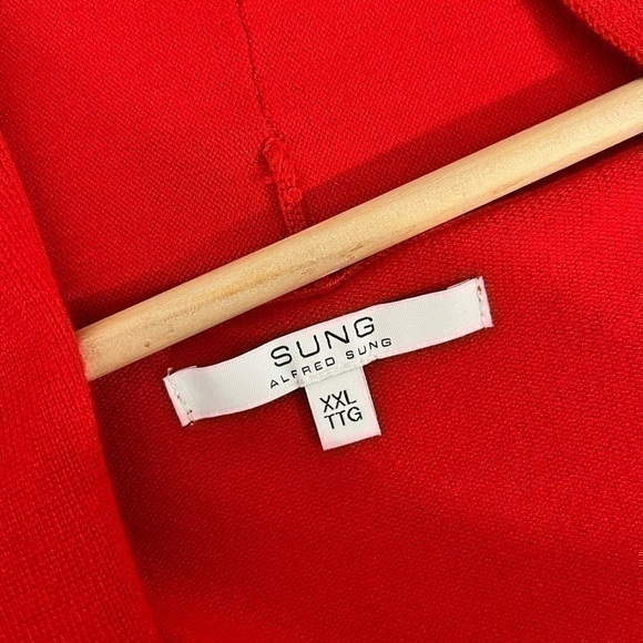 3/$30 _ ALFRED SUNG | NWT ๐ท๏ธ red open cardigan long sleeve faux leather -XXL - Picture 6 of 9